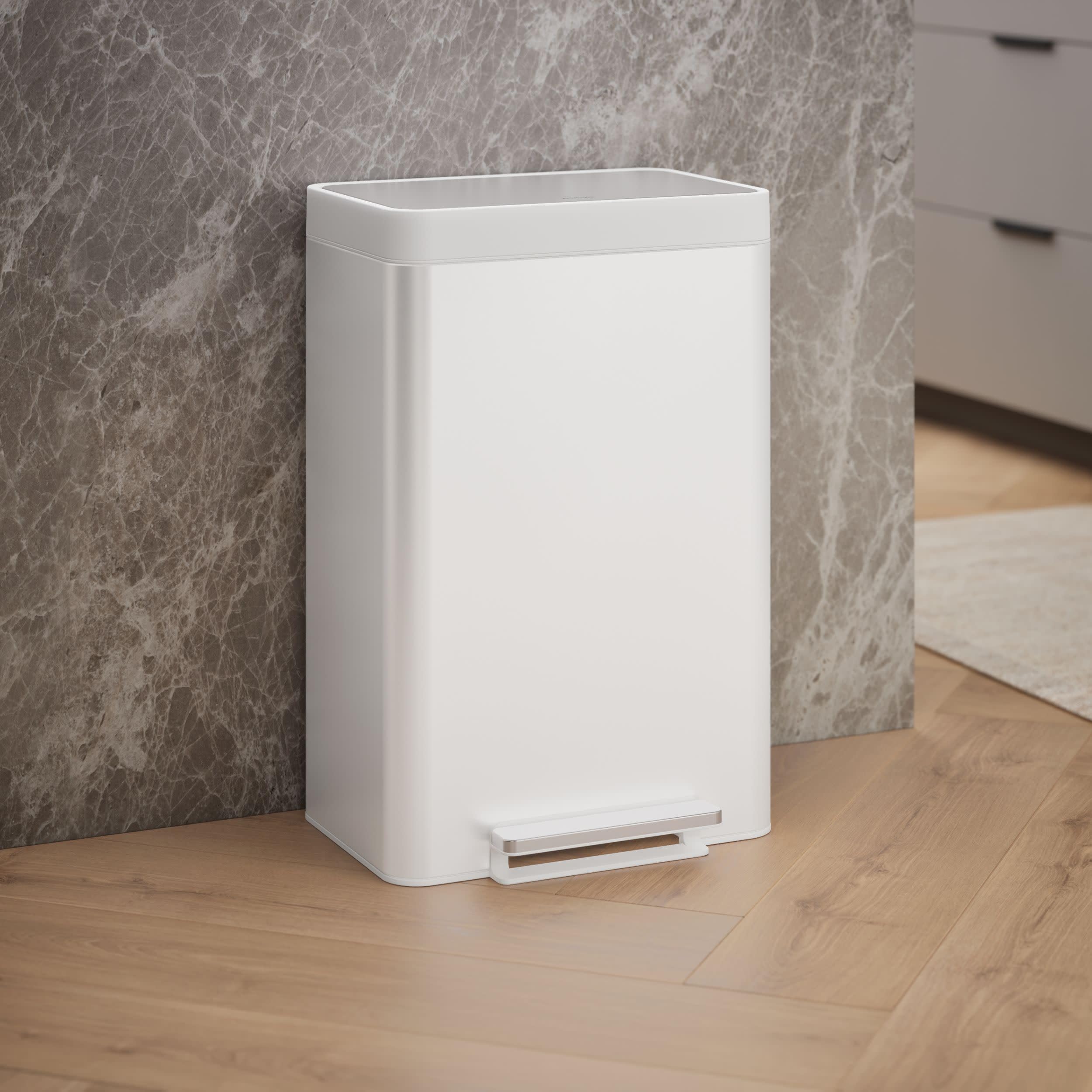 Kohler 20940-STW hands-free pedal enables clean, touchless trash disposal.