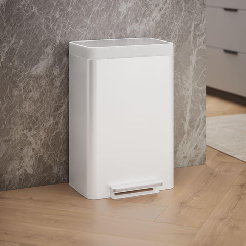 Kohler 20940-STW hands-free pedal enables clean, touchless trash disposal.