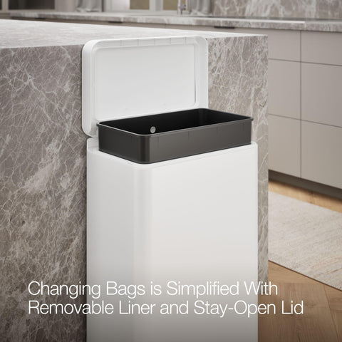 Kohler 20940-STW removable liner simplifies bag changes and cleanup.
