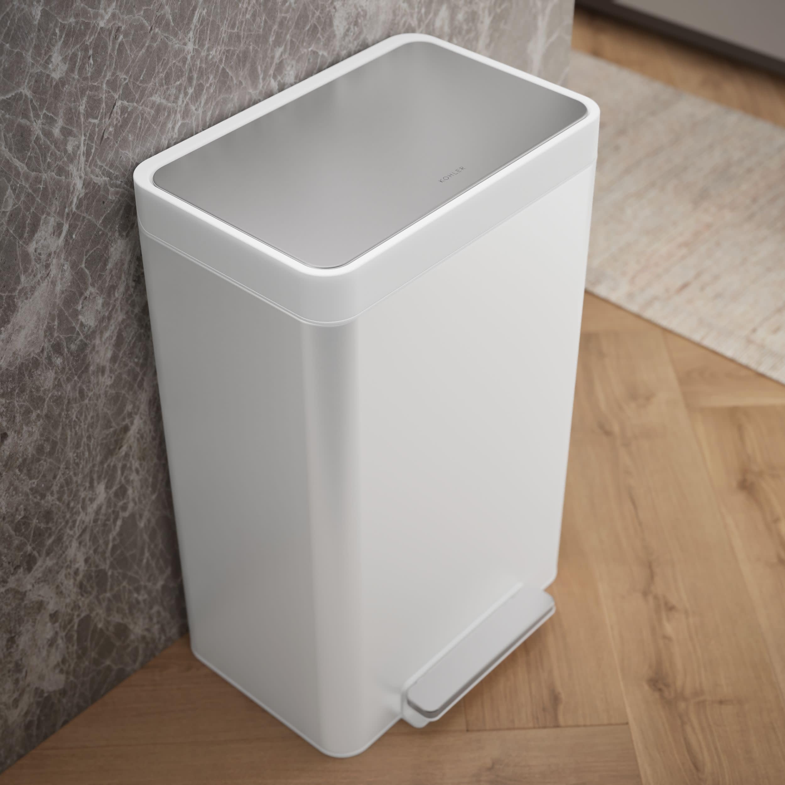 Kohler 20940-STW wall-saver fit against cabinetry for space efficiency.