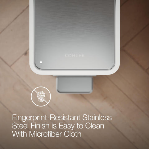 Kohler 20957-STW interior hinge protects walls from scuffs.