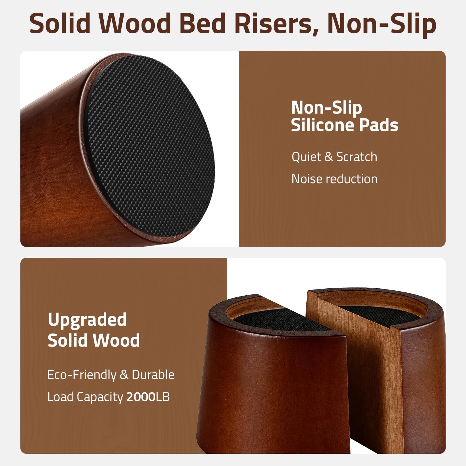 KOIKEY risers require no tools; simple placement under furniture.