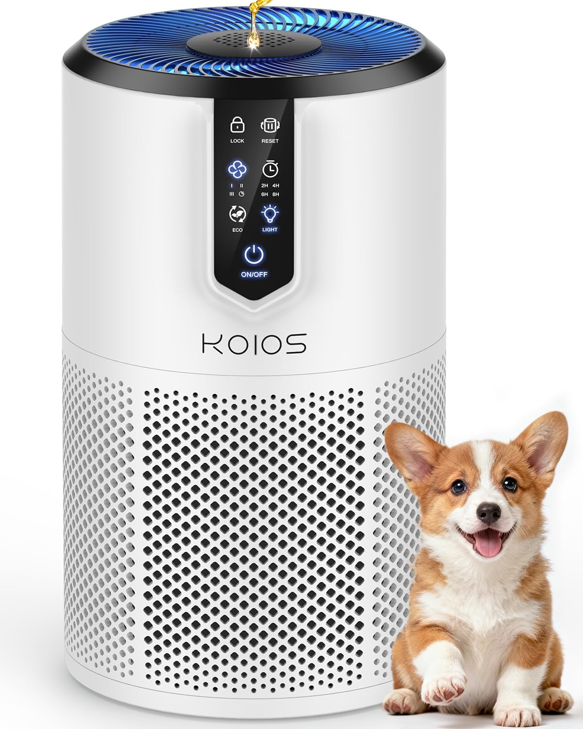 KOIOS C150 air purifier front view for a sleek large-room setup