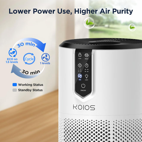 KOIOS C150 demonstrates large-room purification coverage in a living area