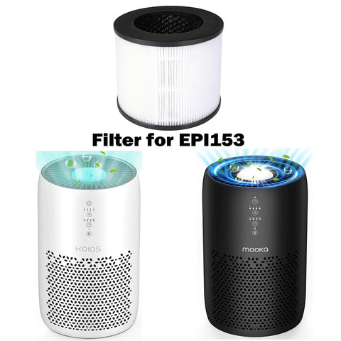 KOIOS H13 filter with three-layer filtration — HEPA, pre-filter, and activated carbon.