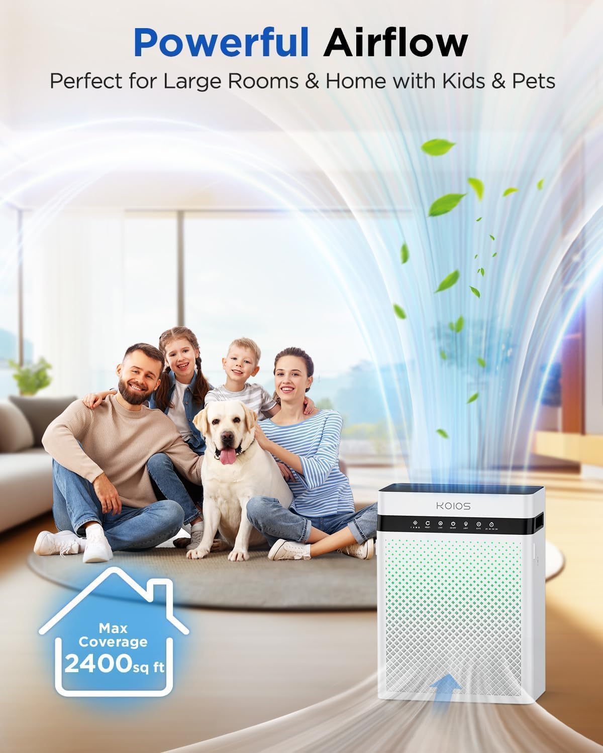 KOIOS K03 washable HEPA filter with detachable pre-filter for easy maintenance