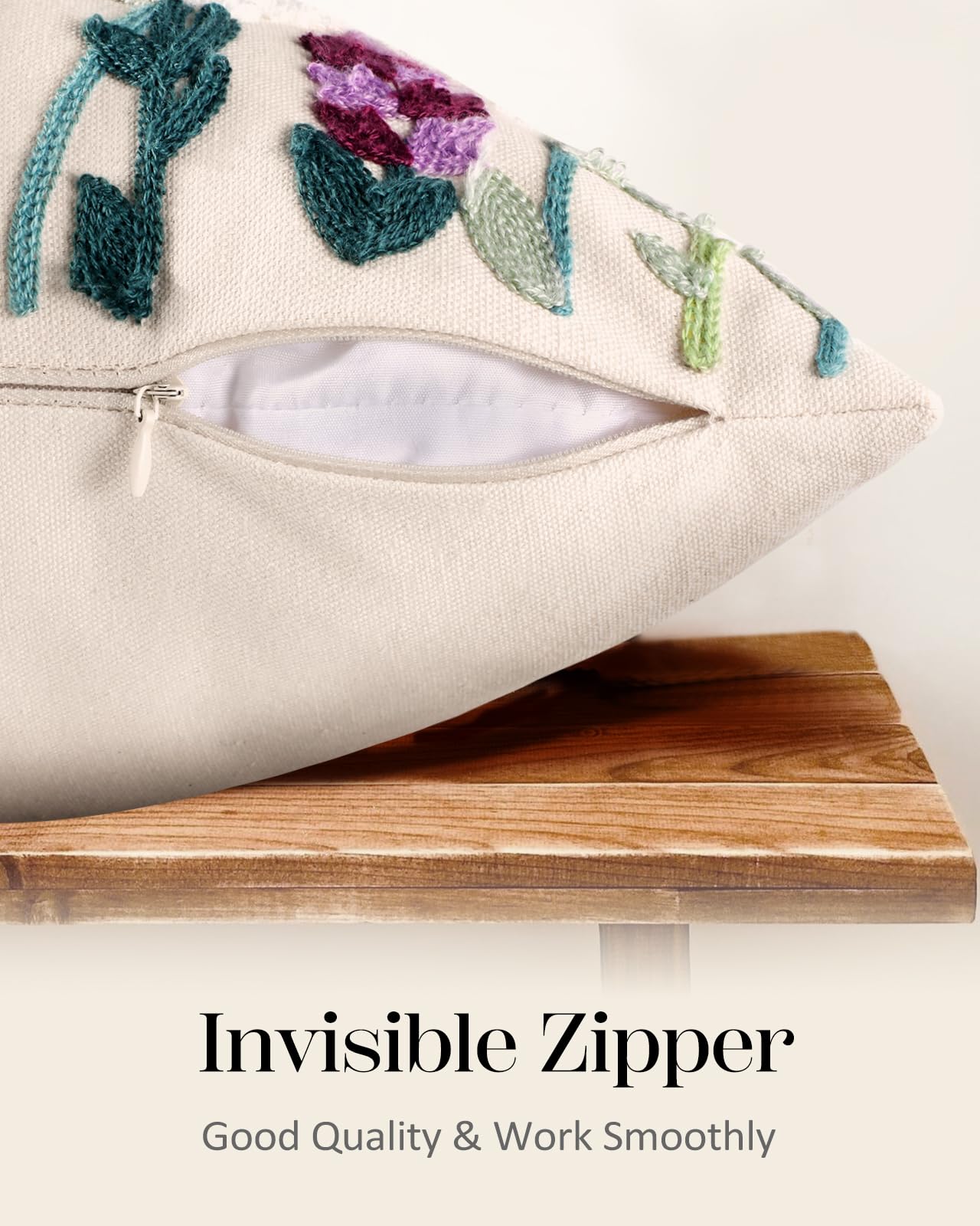 Kokaaee pillow cover with hidden zipper provides a clean, seamless look