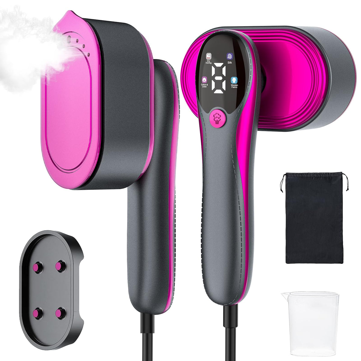 KOKABI 2-in-1 travel steamer with LED display for effortless fabric care on the go.