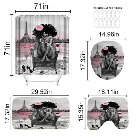 KOKGYM Black girls bathroom set with coordinated decor pieces
