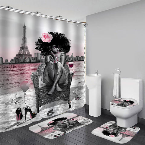 KOKGYM Eiffel Tower pink curtain enhances chic bathroom style