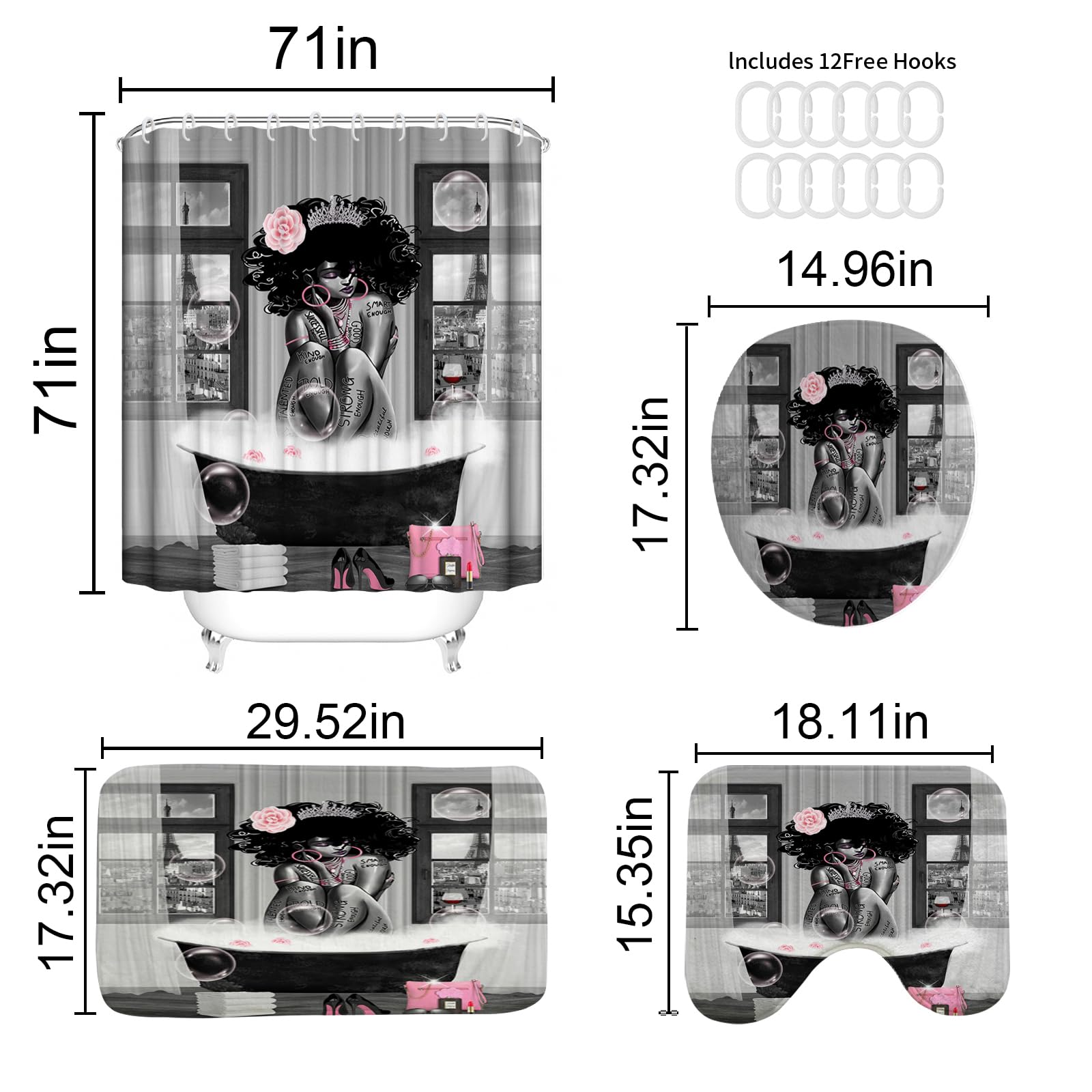 KOKGYM Shower curtain displayed in a modern bathroom setting (71x71 inches)