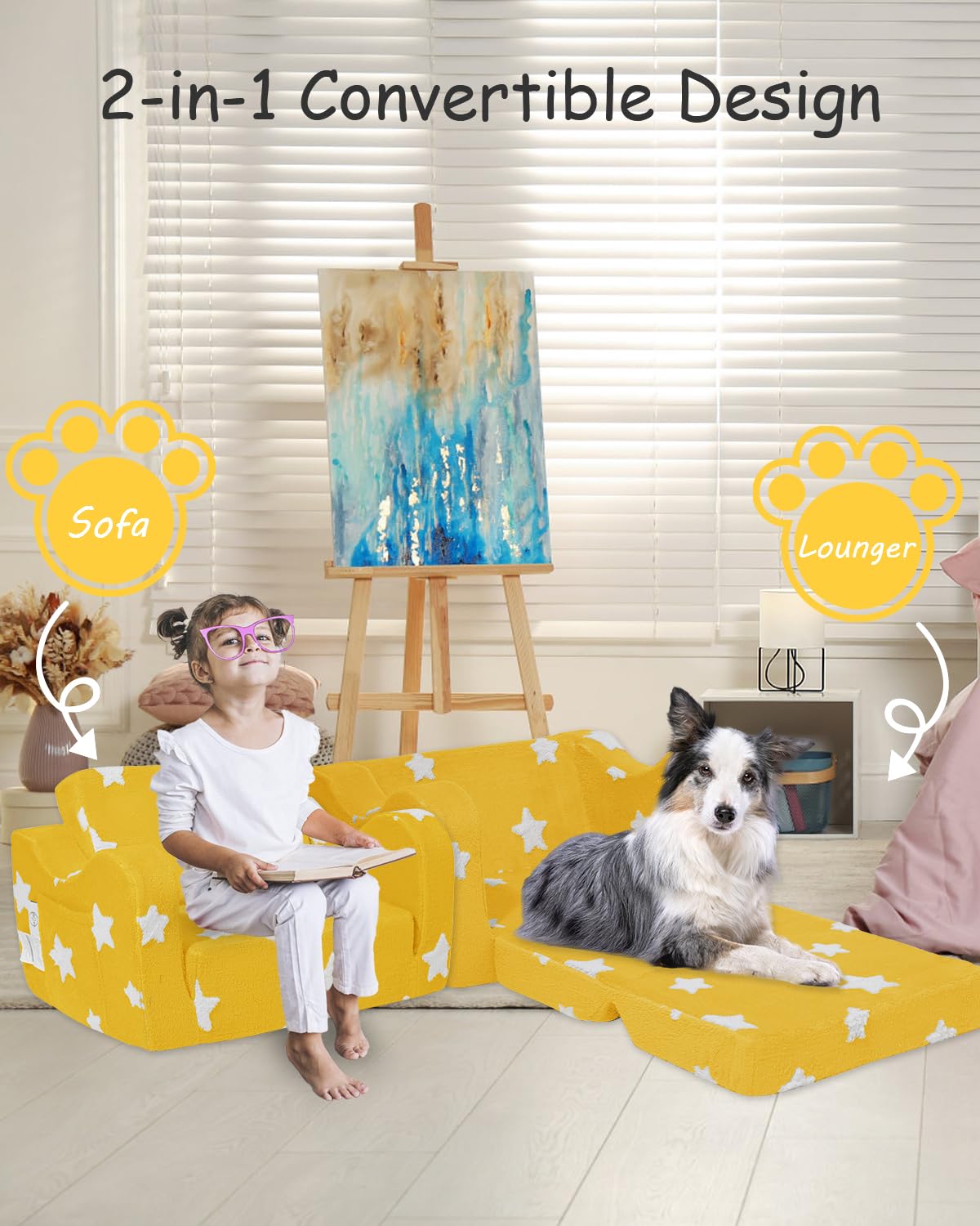 KokoSelene toddler couch in lounger mode ideal for cozy downtime and gaming.