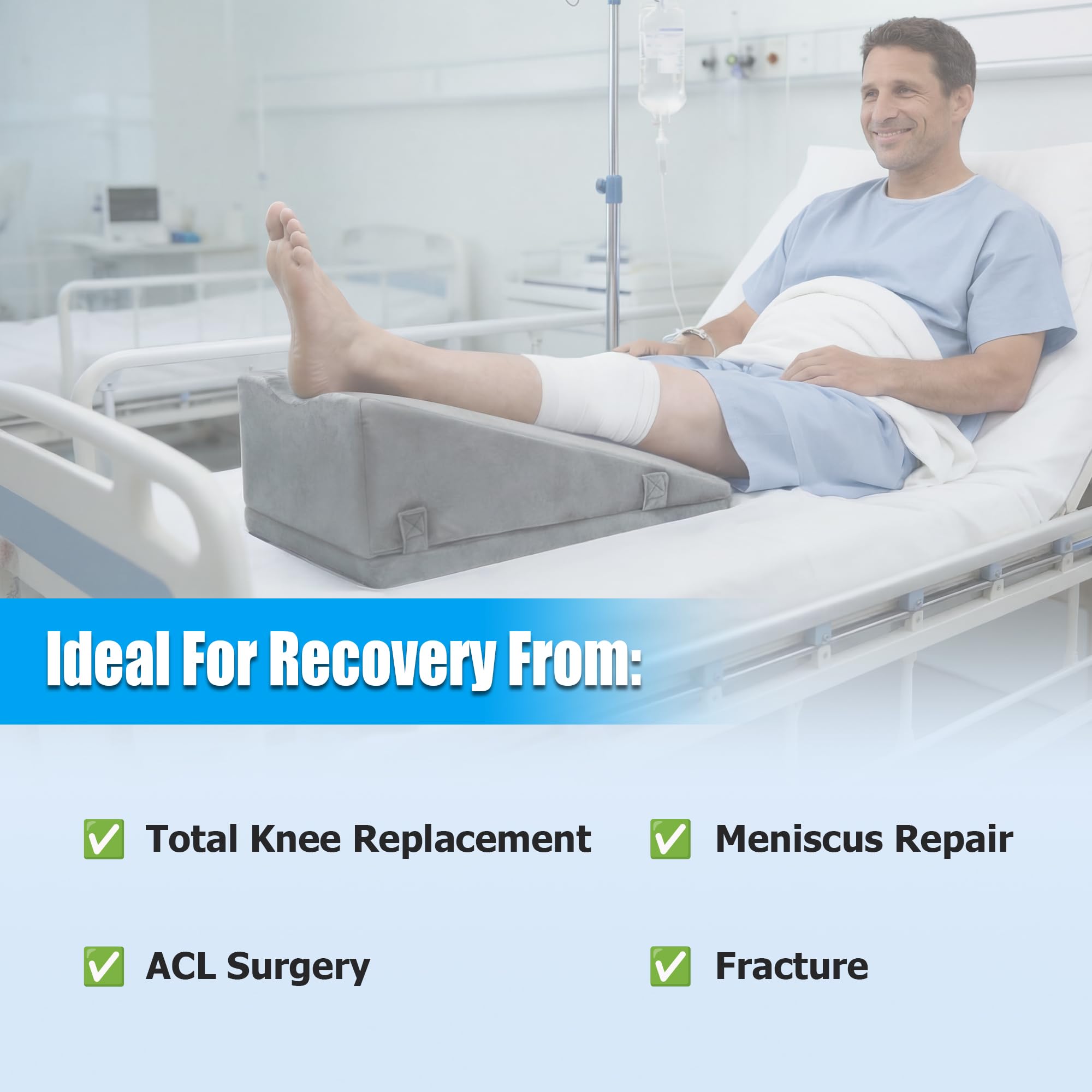 Kokoslo Leg Elevation Pillow easy-reposition handles help you adjust the position.