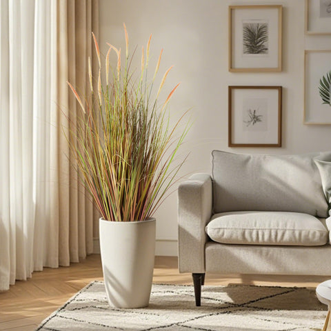 KOL 35in artificial onion grass enhances versatile indoor-outdoor decor.