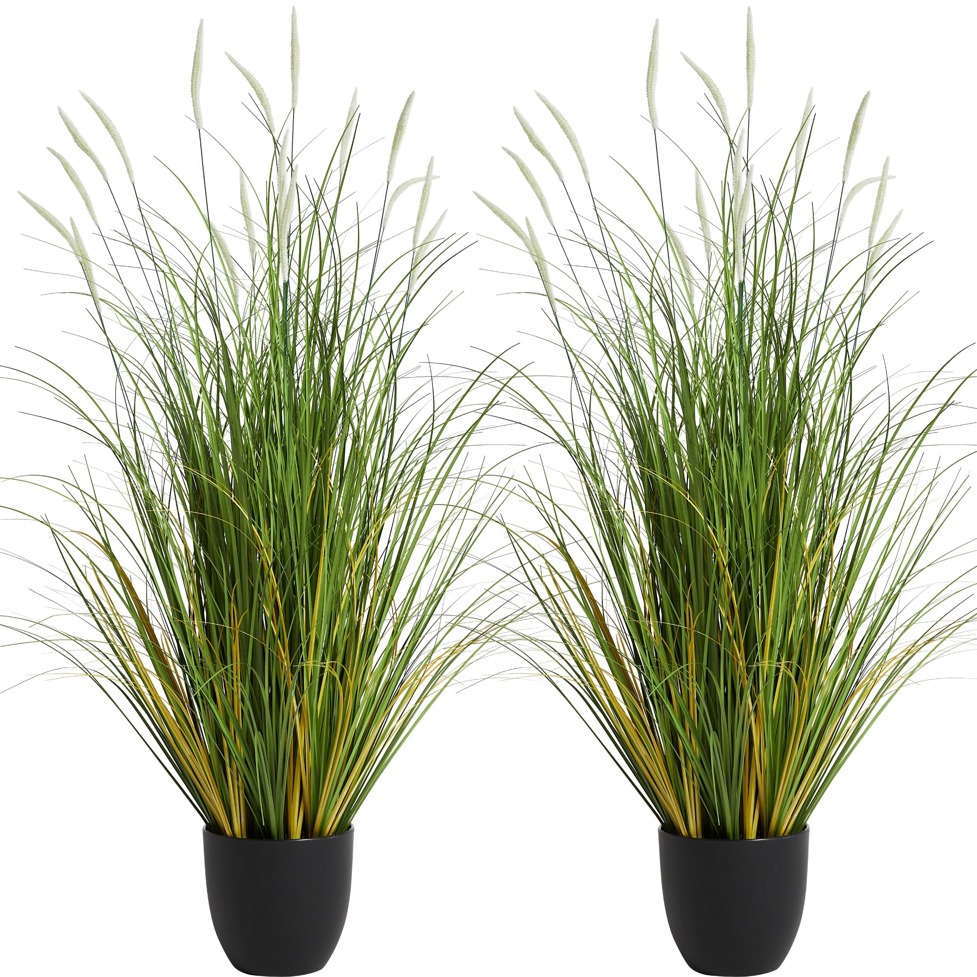 KOL 3ft 2-pack artificial cattail reed grass close-up of cattail heads for realistic decor.