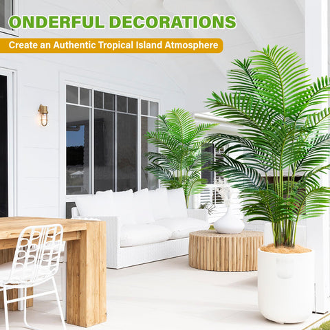 KOL artificial Areca palm 6ft 2-pack close-up leaves show lifelike texture.
