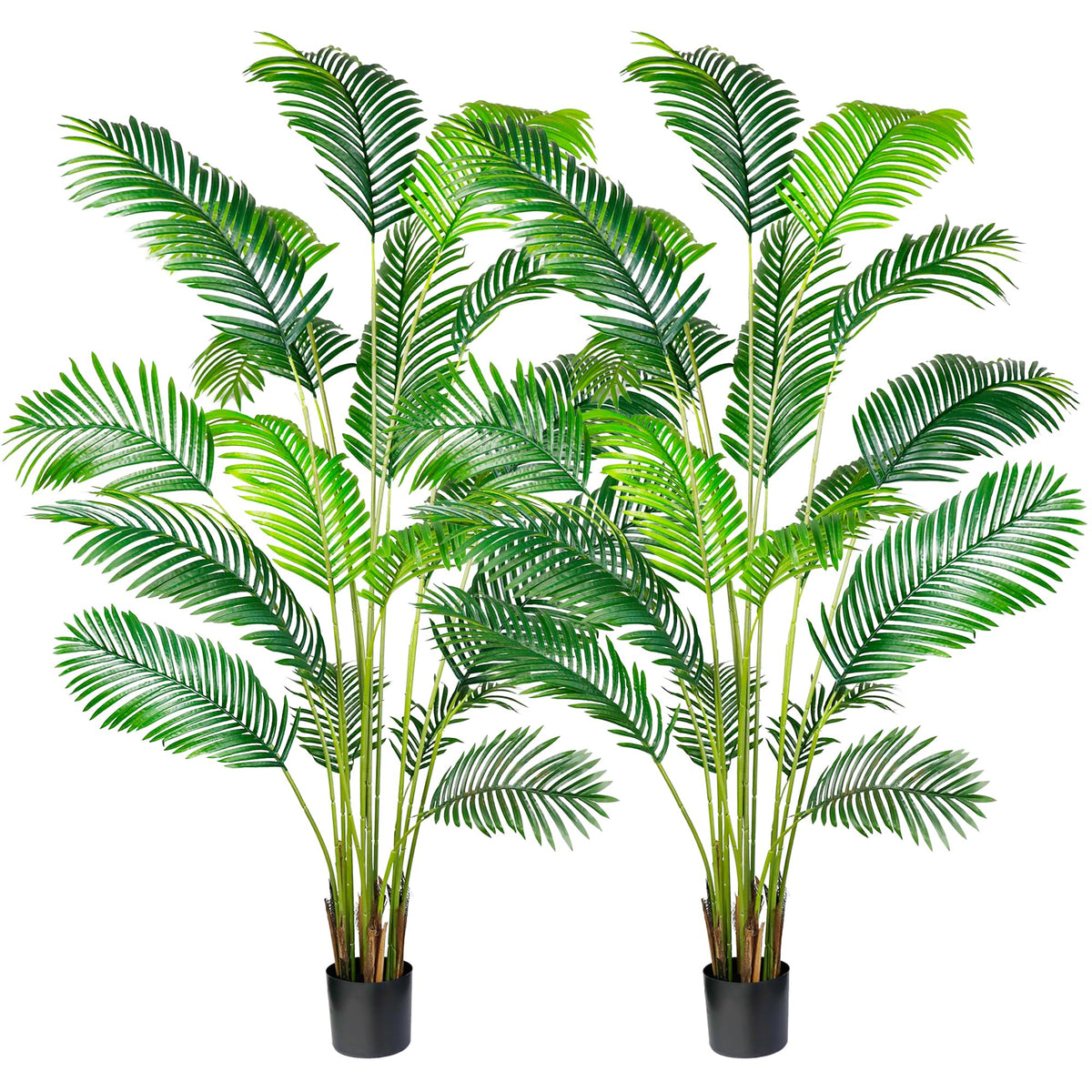 KOL artificial Areca palm plant 7ft two-pack in pot adds tall, lifelike greenery to living spaces.