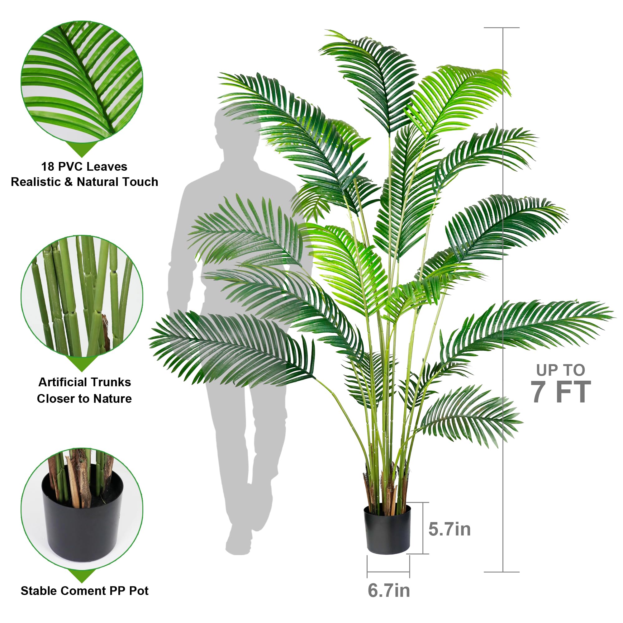 Two-pack option doubles greenery impact in living rooms or offices.