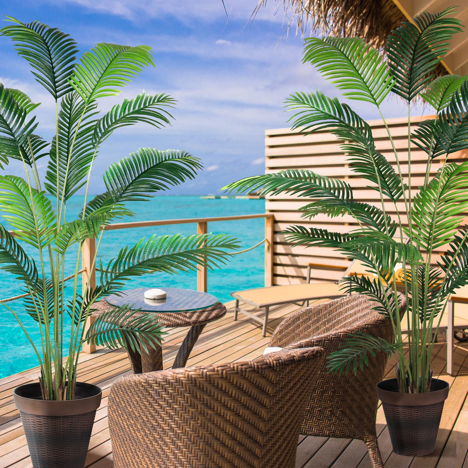 Durable trunks and cement base provide stable indoor decor that won't tip over.
