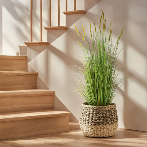 KOL indoor-outdoor faux cattail grass enhances any space with lifelike greenery.