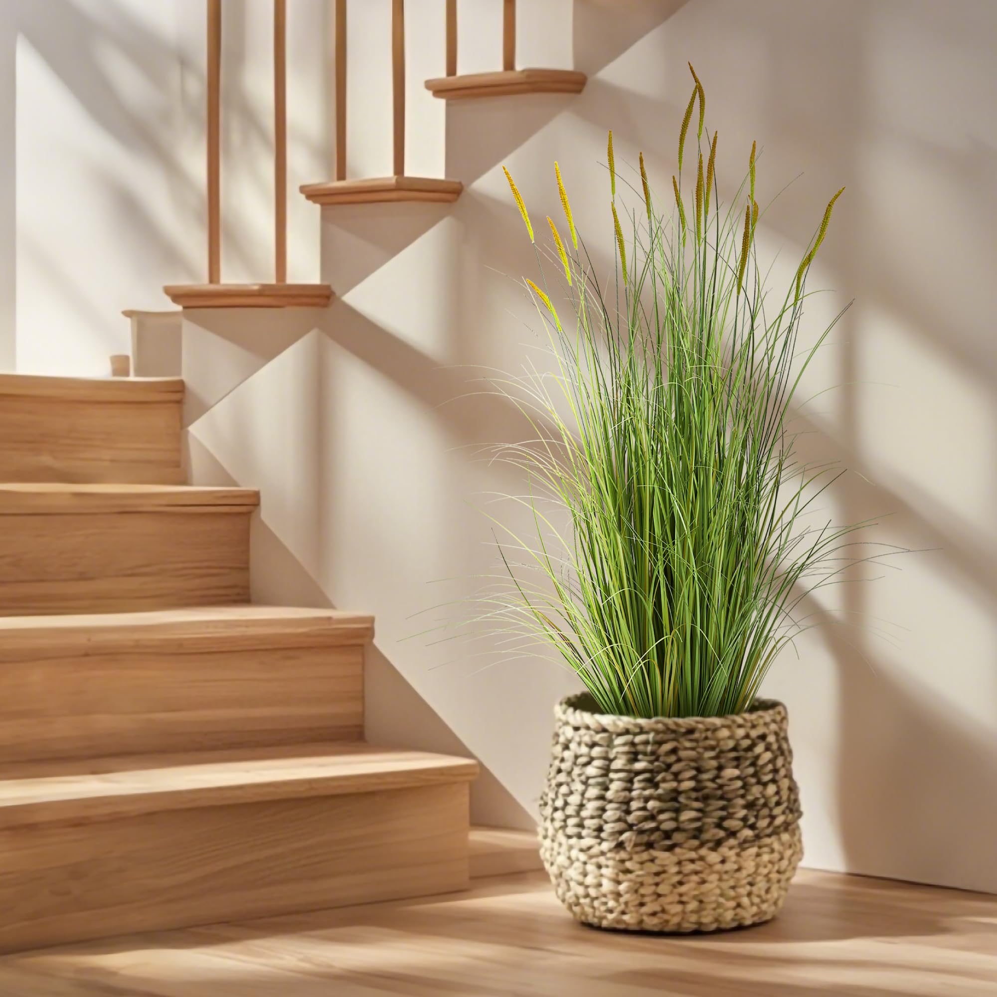 KOL cattail heads and onion grass ensemble in a vase for elegant indoor styling.