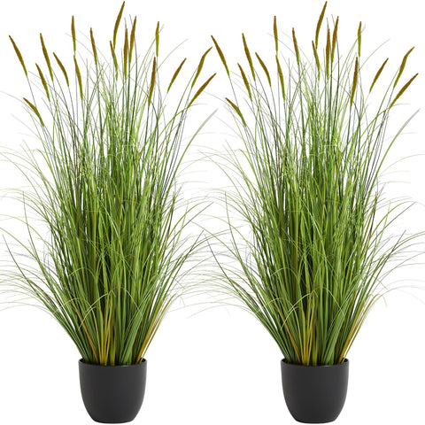 KOL artificial cattail reed grass 4ft 2-pack displayed for versatile home decor.
