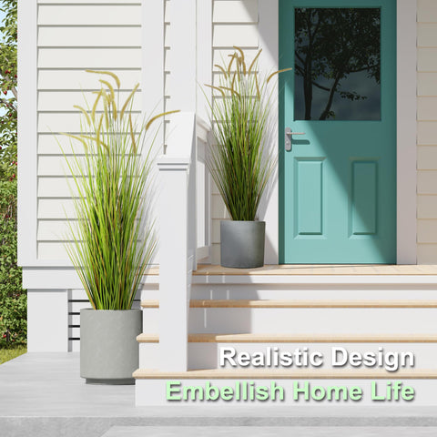 KOL artificial horsetail reed grass in pot, realistic leaves boost room ambience.