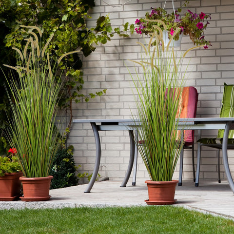 KOL artificial horsetail reed grass in sturdy pot, stable display in any setting.