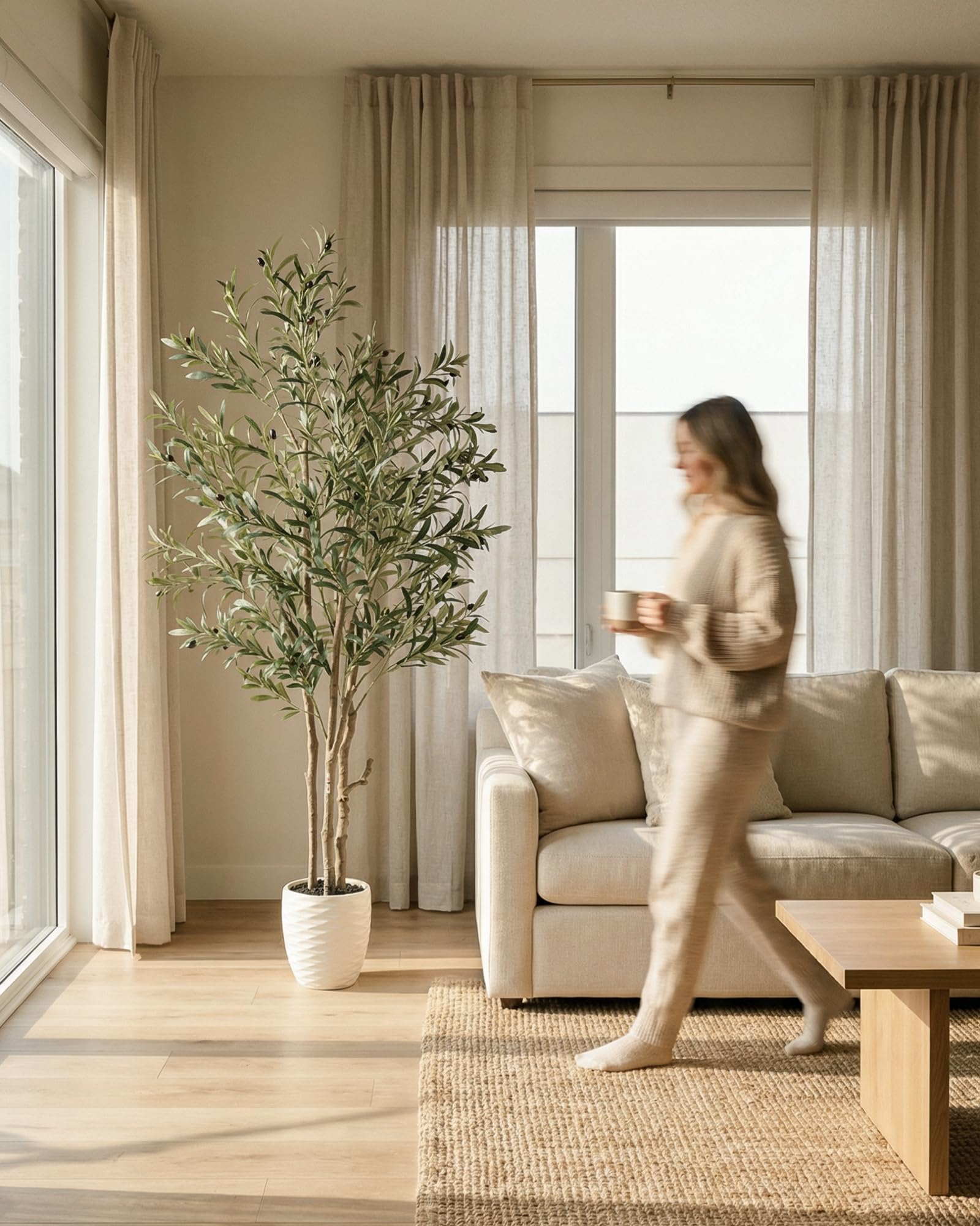 KOL artificial olive tree leaves detail captures lifelike color and texture.