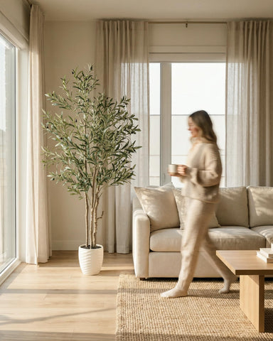 KOL artificial olive tree leaves detail captures lifelike color and texture.