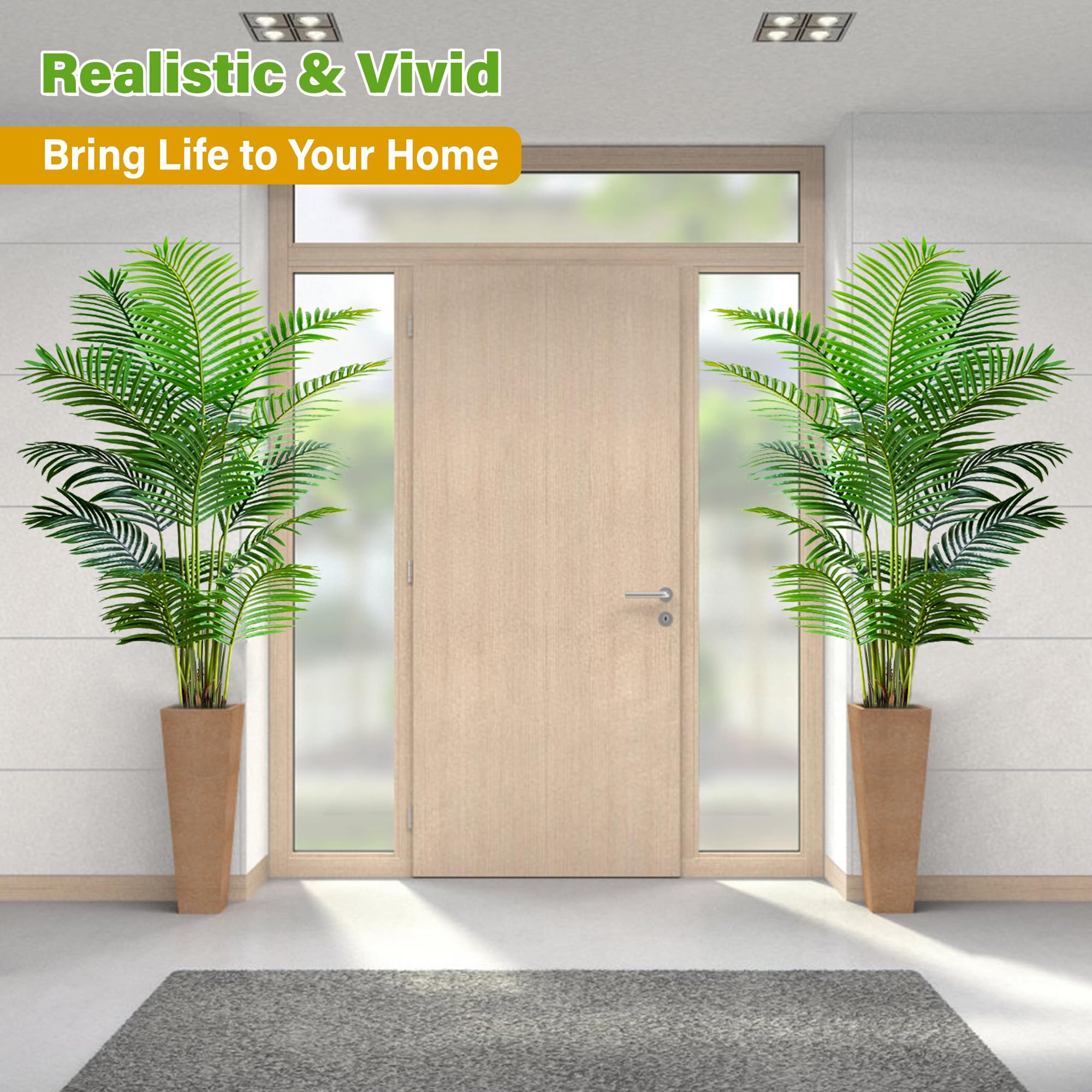 KOL potted palm tree features stable base with cement-filled pot.