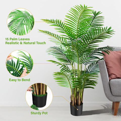 KOL silk palm tree for indoors adds realism to living spaces.