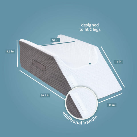 Kölbs Elevated Leg Pillow with jacquard cover adds stylish, easy-to-clean comfort.