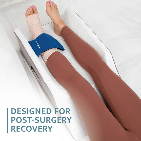 Kölbs Post-surgery leg pillow promotes proper alignment for healing rest.