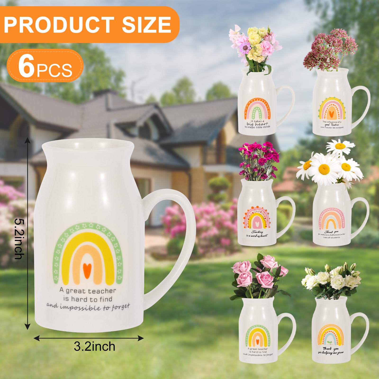 Kolewo4ever milk ceramic jug vases show inspirational messages, ideal as teacher gifts.