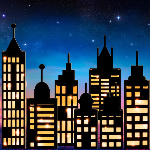 Kolldenn party decor hero theme creates immersive cityscape vibe