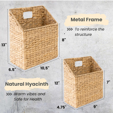KOLWOVEN baskets with cut-out handles ready to hang on a wall