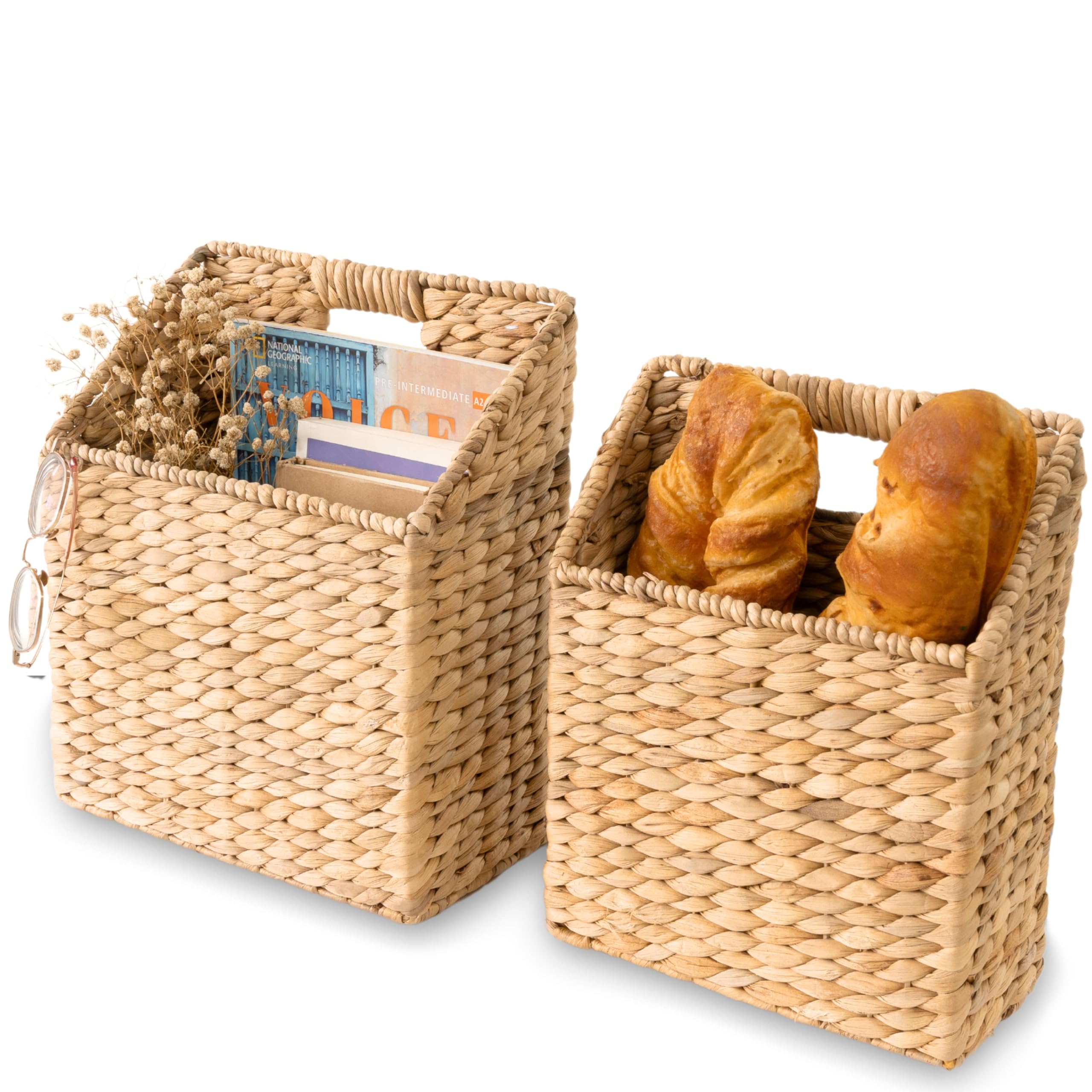 KOLWOVEN wicker hanging storage baskets on wall for organized spaces