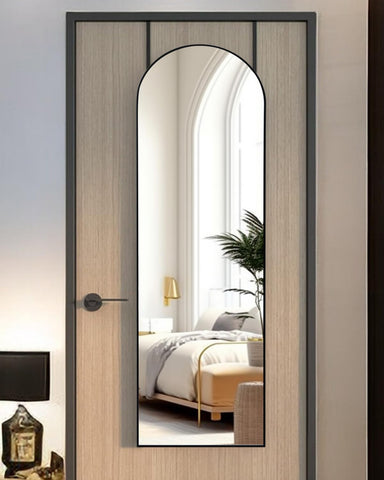 KOMCOTE over-the-door mirror arch top saves floor space while adding style.