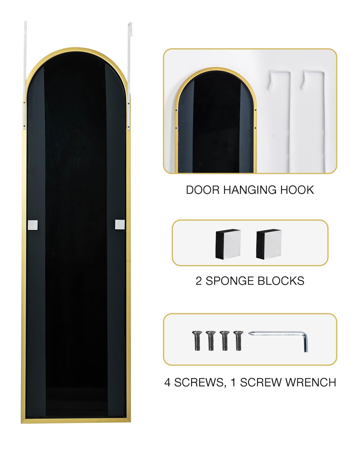 KOMCOTE versatile placement mirror can be leaned, hung, or mounted on a door