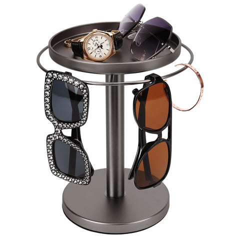 Kondyfayo 360° rotating sunglasses organizer in titanium black keeps eyewear accessible.
