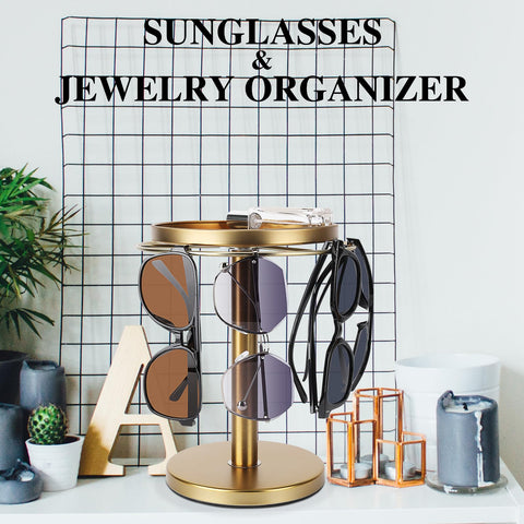 KONDYFAYO sunglasses organizer tray adds jewelry storage for rings and bracelets.