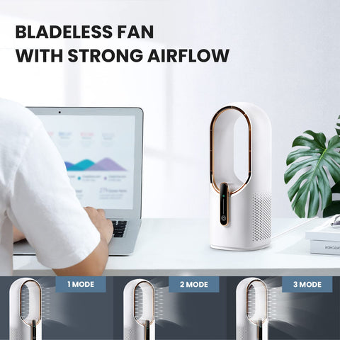 KONSIDEN bladeless desk fan side profile highlighting compact footprint