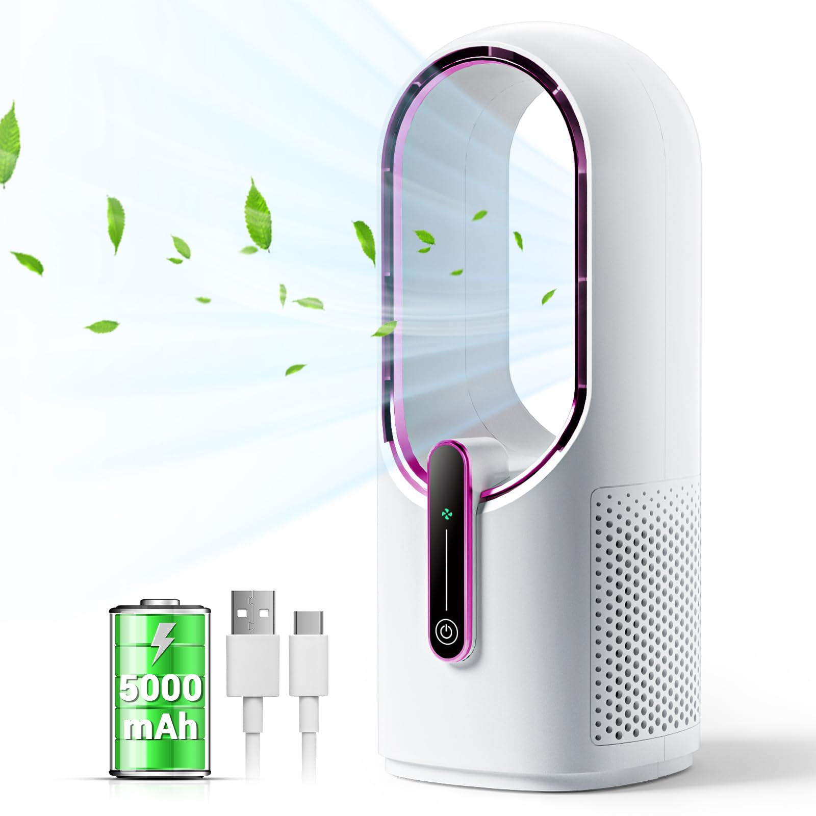 KONSIDEN bladeless desk fan 11.8 inch provides safe, efficient cooling