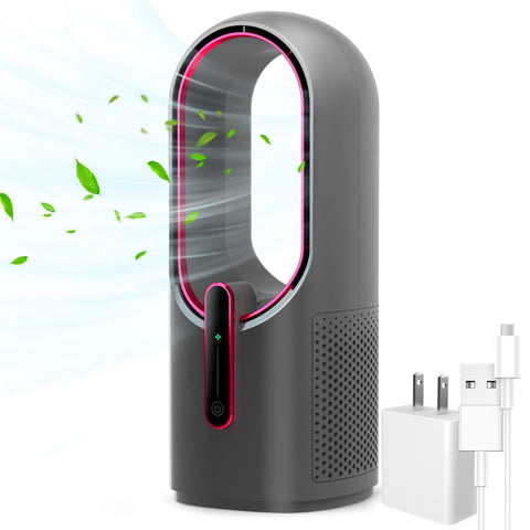 KONSIDEN bladeless desk fan 11.8 inch on a desk, showcasing compact form