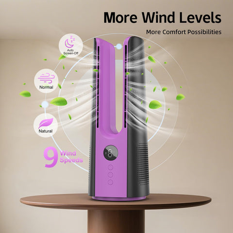 KONSIDEN 60-degree oscillation desk fan evenly cools a room.