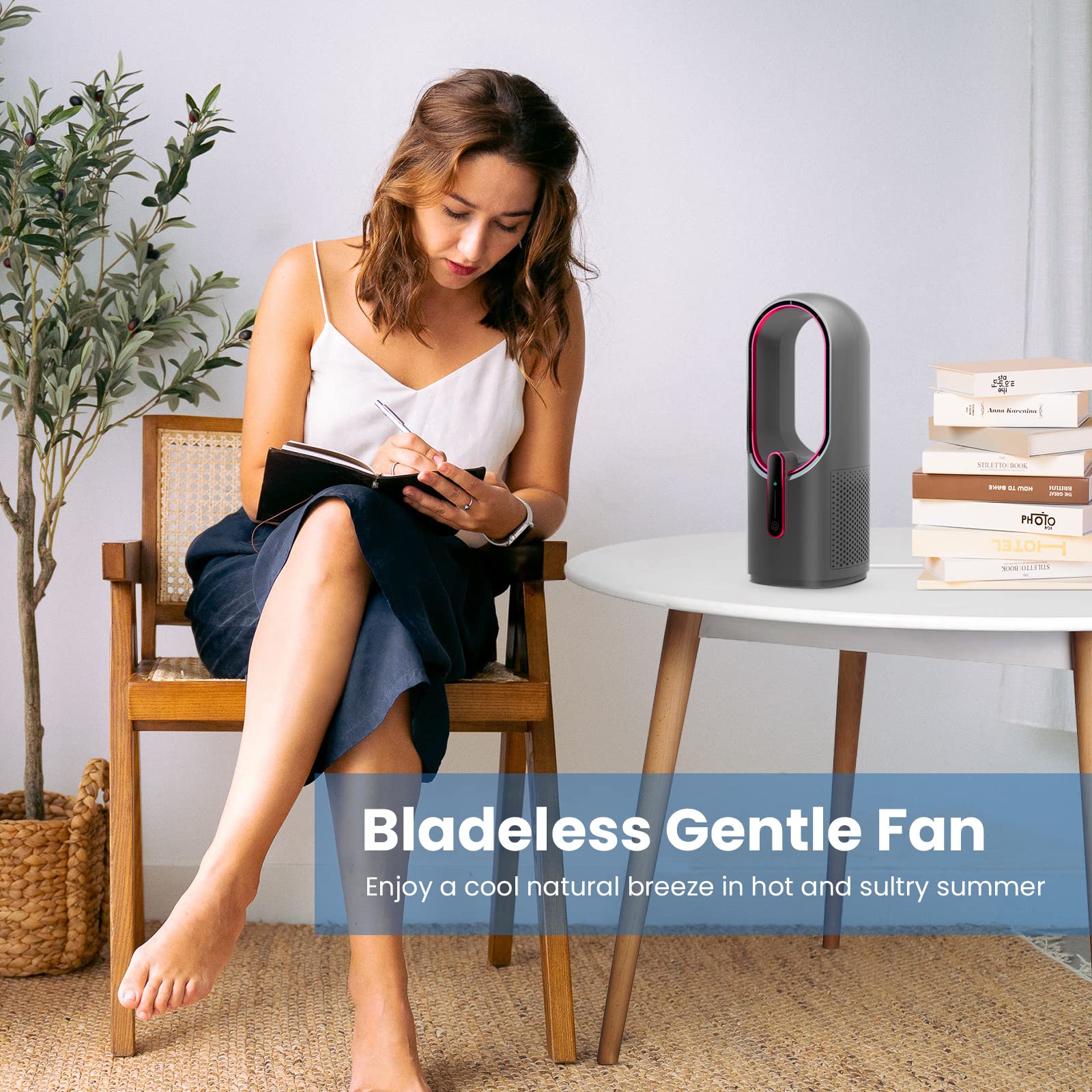 KONSIDEN compact bladeless fan profile ideal for desks and nightstands