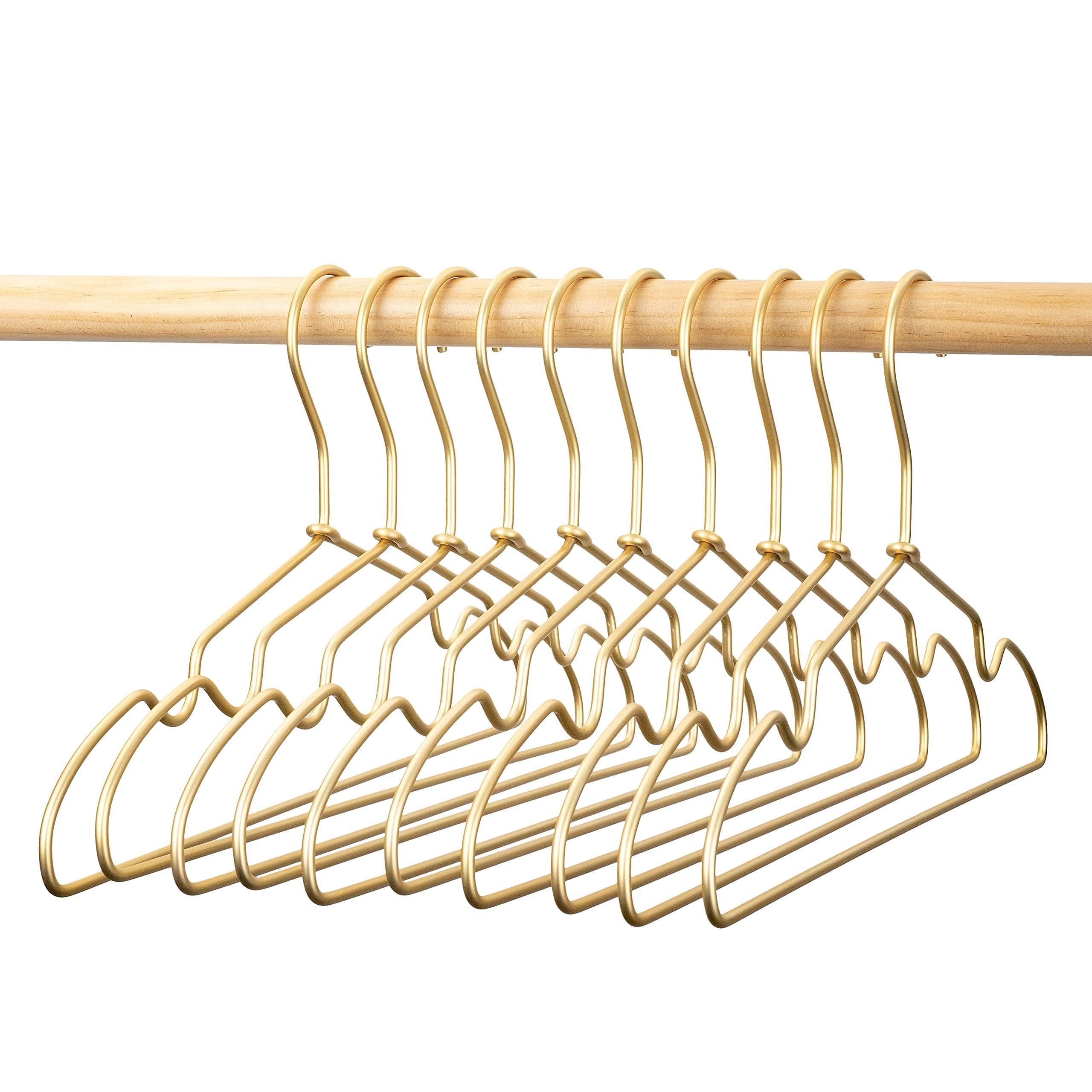 Koobay 12.6 inch matte gold kids hangers pack for organized toddler closets.