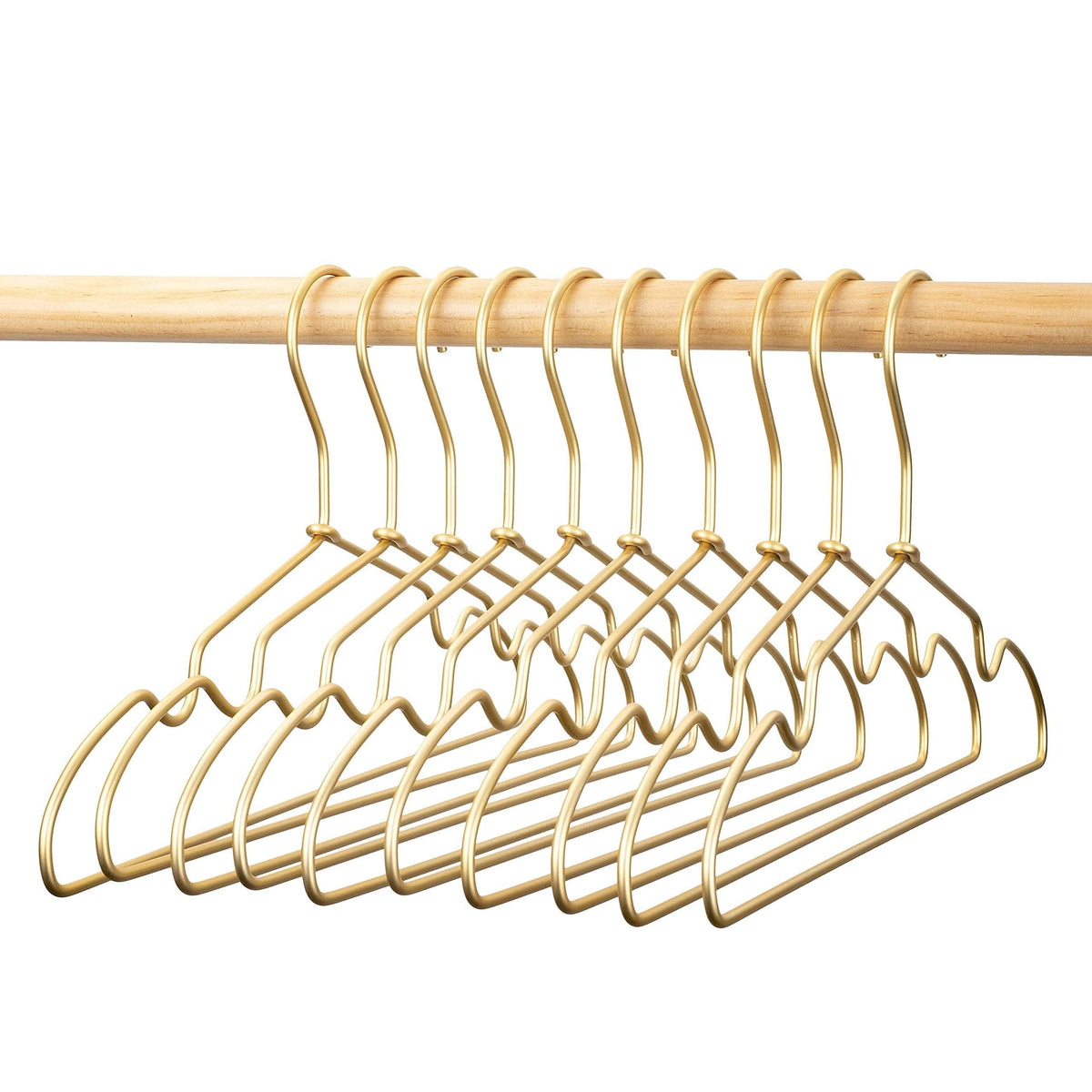 Koobay 12.6 inch matte gold kids hangers pack for organized toddler closets.