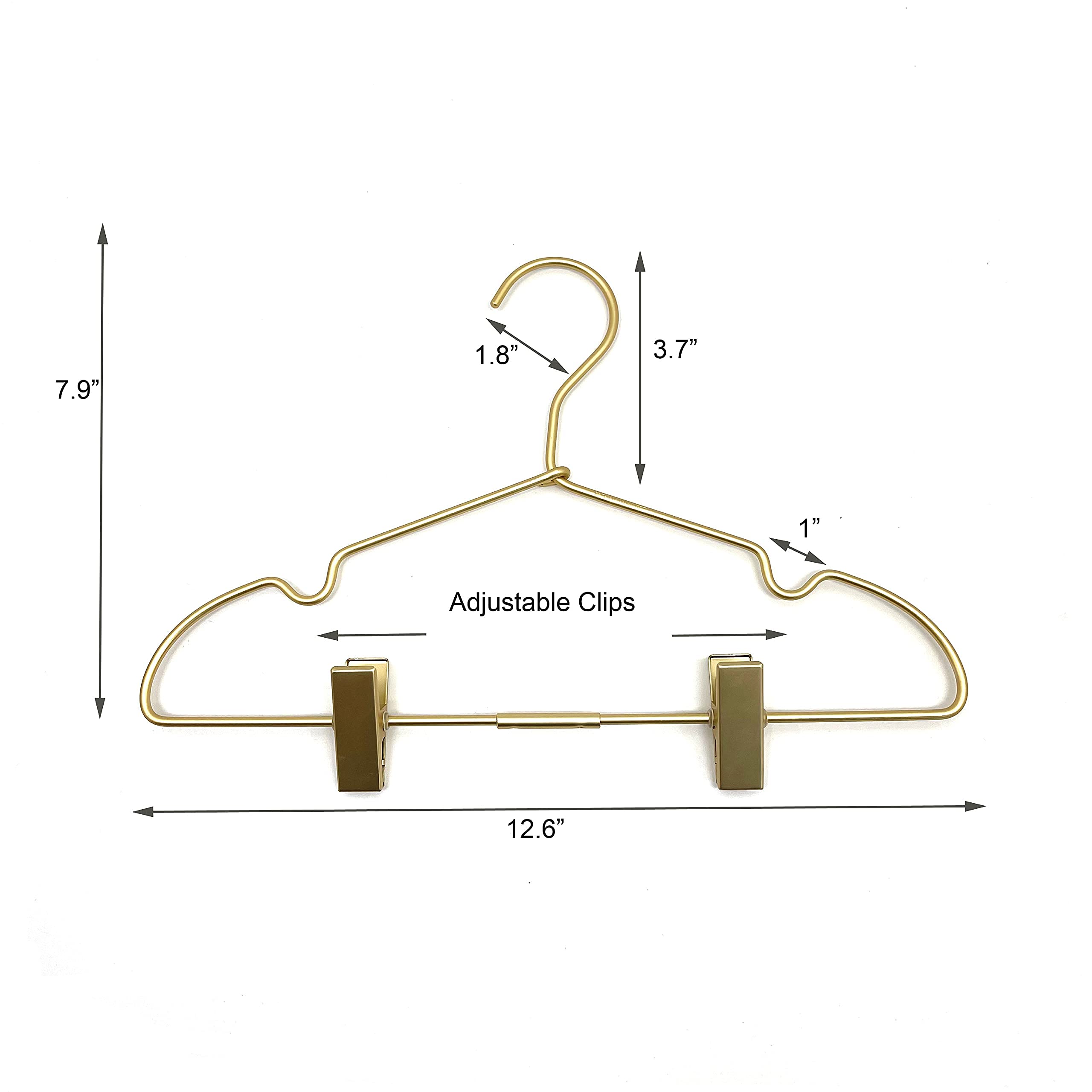 Koobay gold metal coat hanger with heavy-duty strength for bulky winter coats.